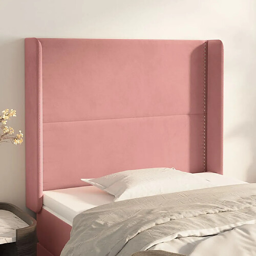 vidaXL Tête de lit avec oreilles Rose 83x16x118/128 cm Velours