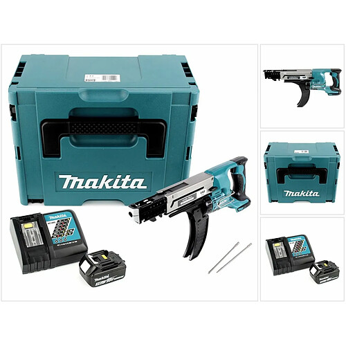 Makita DFR 750 RF1J Visseuse automatique à Magasin sans fil 18V 45-75mm + 1x Batterie 3,0Ah + Chargeur + Coffret Makpac