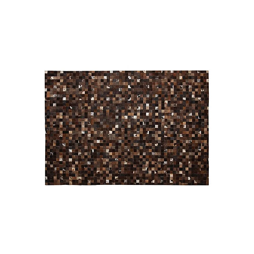 Aubry Gaspard Tapis en peau de vache véritable Mosaïque Marron