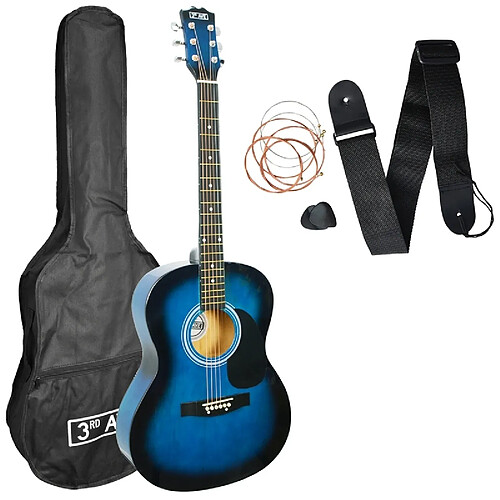 3rd Avenue Pack guitare acoustique avec sangle, médiators et cordes - bleu