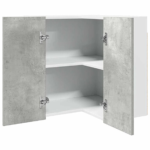 vidaXL Armoire d'angle suspendue Gris béton 57x57x60 cm Aggloméré