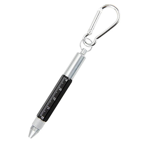 Outil Multifonction Stylo à Bille Règle 6 En 1, Porte-clés Bleu Tournevis