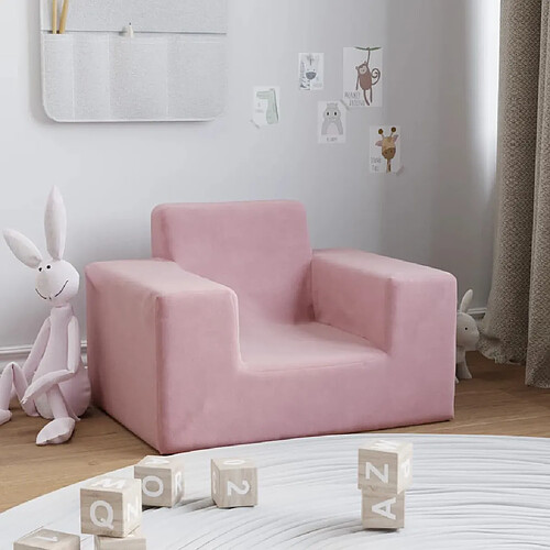 vidaXL Canapé pour enfants Rose Peluche douce