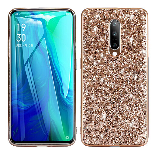 Coque en TPU cadre de paillettes scintillantes or pour votre OnePlus 8