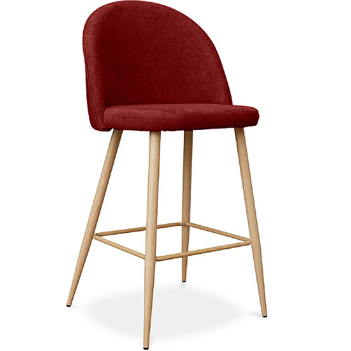 ICONIK INTERIOR Tabouret tapissé en tissu - design scandinave - 66cm - Evelyne Rouge