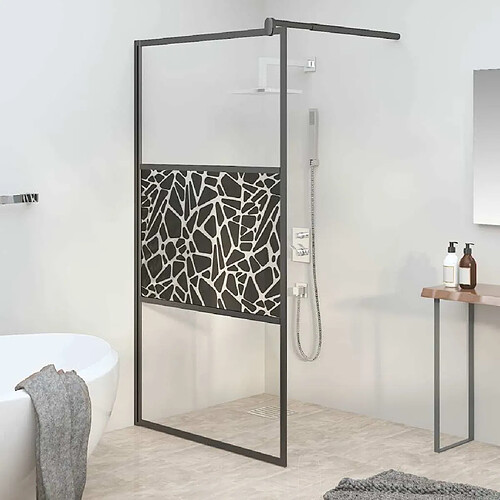 Maison Chic Paroi de douche | Écran de douche | Cloison de douche 100x195 cm Verre ESG avec design de pierre Noir -GKD96031