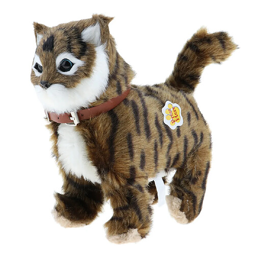 Peluche électronique chat jouets en peluche jouets de marche chat miaou jouets enfants jouet brun