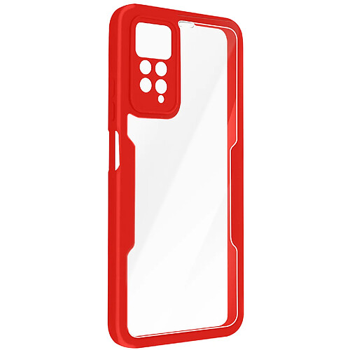 Avizar Coque 360° pour Redmi Note 11 et 11s Dos Rigide Partie Avant Souple Rouge