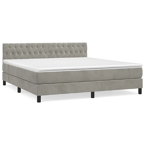 Maison Chic Lit adulte- Lit + matelas,Sommier à lattes de lit et matelas Gris clair 180x200cm Velours -GKD28964