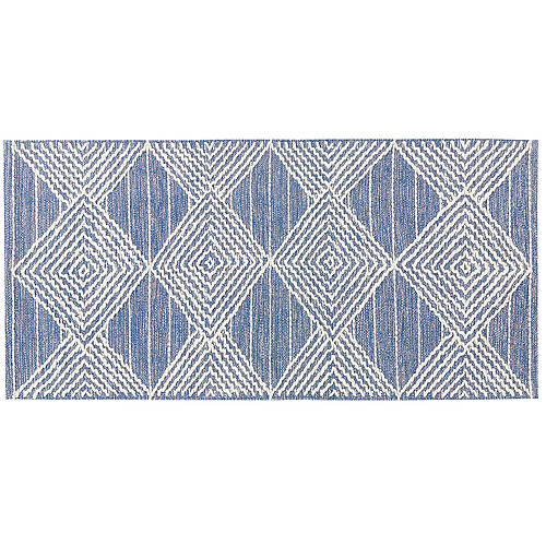 Beliani Tapis en laine beige clair et bleu 80 x 150 cm DATCA