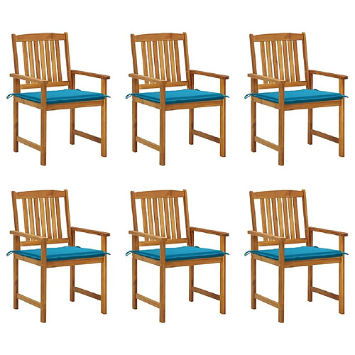 Maison Chic Lot de 6 Chaises de jardin avec coussins | chaises d'extérieur | Fauteuil Relax Bois d'acacia massif -GKD57419