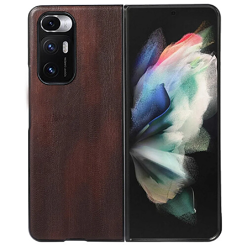 Coque en TPU + PU café pour votre Xiaomi Mi Mix Fold