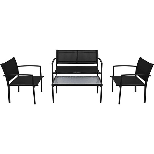 Maison Chic Salon de jardin 4 pcs - Table et chaises d'extérieur - Mobilier/Meubles de jardin Moderne Textilène Noir -MN89137