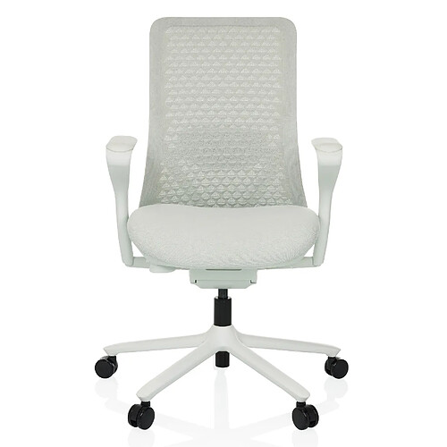 Chaise de bureau / chaise pivotante VERVIO dossier résille 3D / assise tissu blanc hjh OFFICE