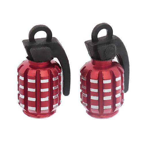 2pcs Grenades Bouchons Anti-poussière De Valve De Pneu Forme Du Pneu Pour Voiture Moto Vélo -Red