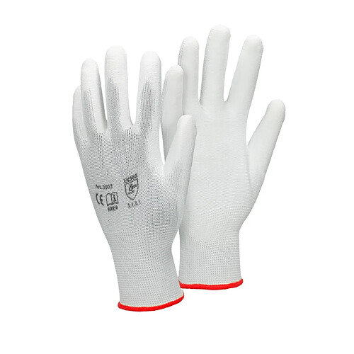 ECD Germany 36 paires de Gants de travail en PU, taille 7-S, couleur blanc, gants de mécanicien en nylon gants de jardin