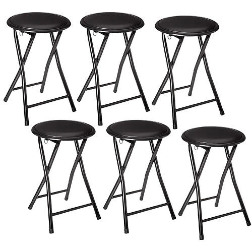 Five Simply Smart Lot de 6 Tabourets pliants en PVC - Noir