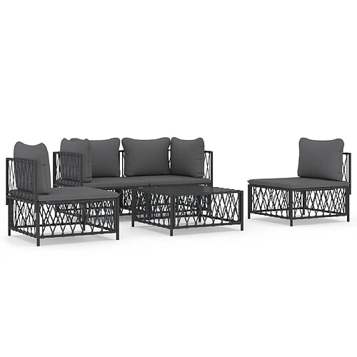 Maison Chic Salon de jardin 5 pcs avec coussins - Table et chaises d'extérieur - Mobilier/Meubles de jardin Moderne anthracite acier -MN94870