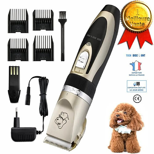 Tech Discount TD® Tondeuse Chien Chat Kit Tondeuse Animaux sans Fil Rechargeable Rasoir Toilettage Professionnels Lame Détachable Bruit Faible