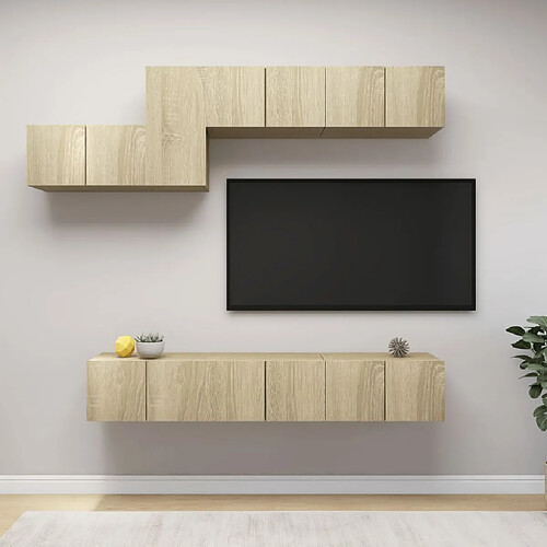 vidaXL Ensemble de meubles TV 7 pcs Chêne sonoma Bois d'ingénierie