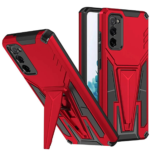 Coque en TPU anti-chute avec béquille en forme de V hybride rouge pour votre Samsung Galaxy S20 FE/S20 Fan Edition/S20 FE 5G/S20 Fan Edition 5G