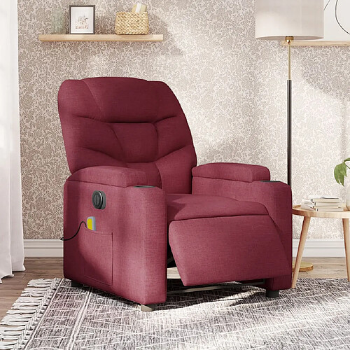 vidaXL Fauteuil de massage inclinable électrique Rouge bordeaux Tissu