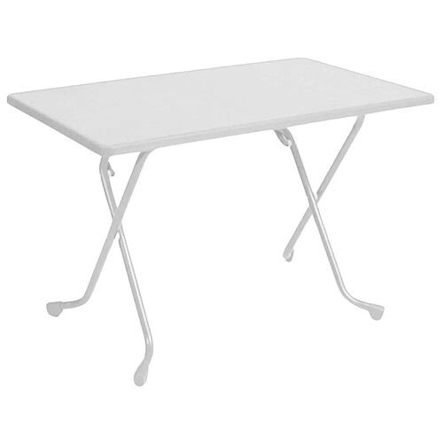 ALIZÉ Table de jardin en acier 4 personnes en acier Cola blanc.