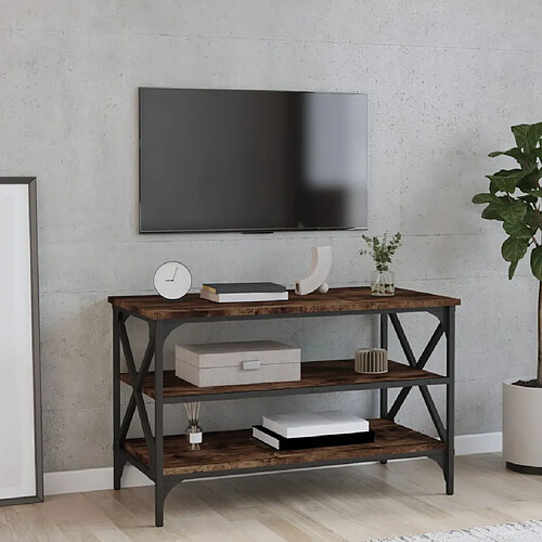 vidaXL Meuble TV Chêne fumé 80x40x50 cm Bois d'ingénierie