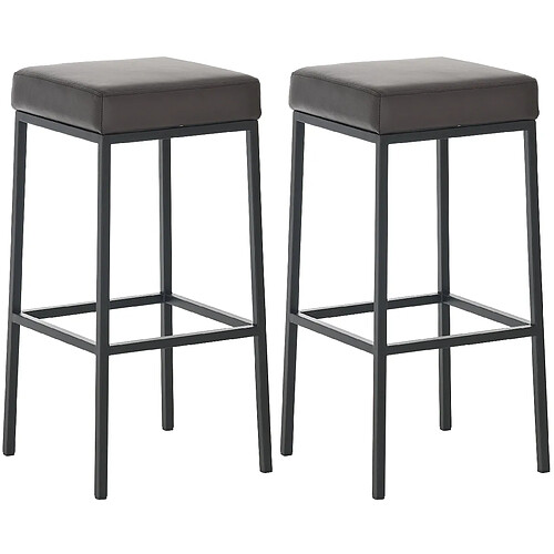 Decoshop26 Lot de 2 tabourets de bar avec repose-pieds design simple hauteur 85 cm en PVC marron et métal noir 10_0004379