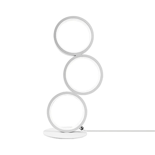 NETTLIFE Lampe de table LED Lampe de chevet à intensité variable Tactile Lampe de table design moderne Anneau décoratif en métal Lampe de bureau Cercle blanc Lampe de lecture en aluminium