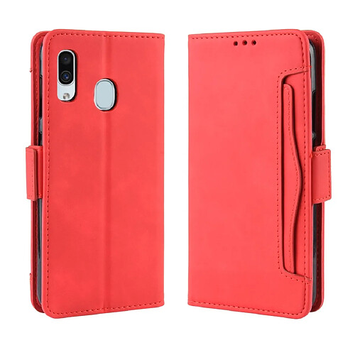 Wewoo Housse Coque Etui en cuir de modèle portefeuille style skin veau pour Galaxy A40avec fente carte séparée rouge