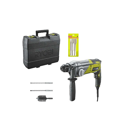 Pack Marteau perforateur RYOBI SDSPlus 680 W RSDS680-KA2 - Kit 3 burins SDS+ RIOBY 1 pointe - 1 plat - 1 bêche - RAKSPC03