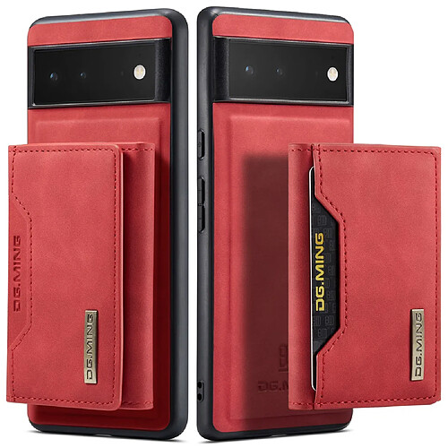 Etui en PU DG.MING magnétique avec béquille et porte-cartes, rouge pour votre Google Pixel 6