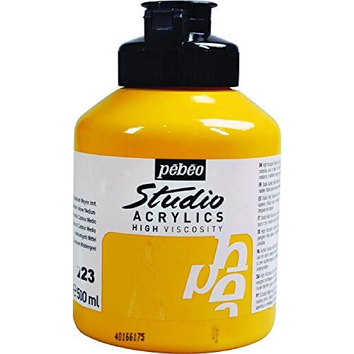 Pébéo Peinture Acryliques Pot de 500 ml Jaune Cadmium Moyen Imitation