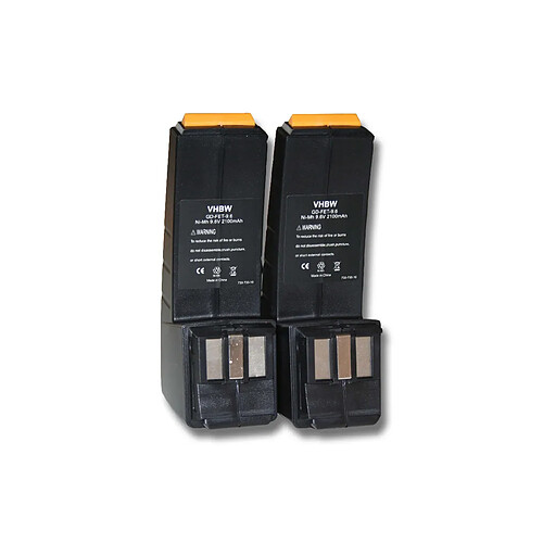 Lot 2 batteries Ni-MH vhbw 2100mAh (9.6V) pour outils FSP-488437, FSP-489257, FSP-490355 comme Festo, Festool CCD9.6, CCD9.6ES, CCD9.6FX.