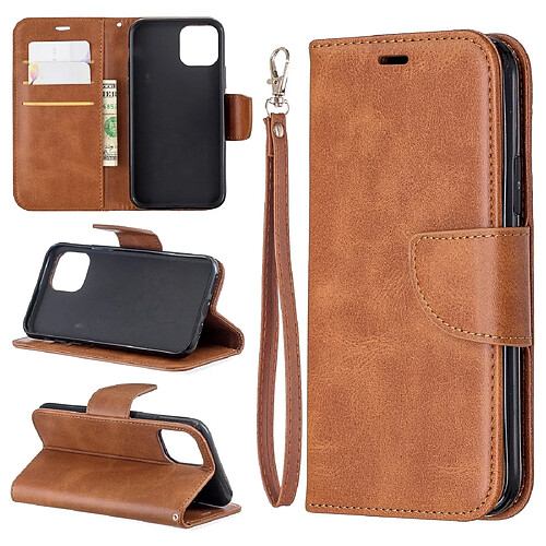 Wewoo Coque Étui en cuir PU avec une texture horizontale d'agneau rétro pour iPhone 11 Pro porte-cartes et porte-cartes portefeuille et lanière Marron