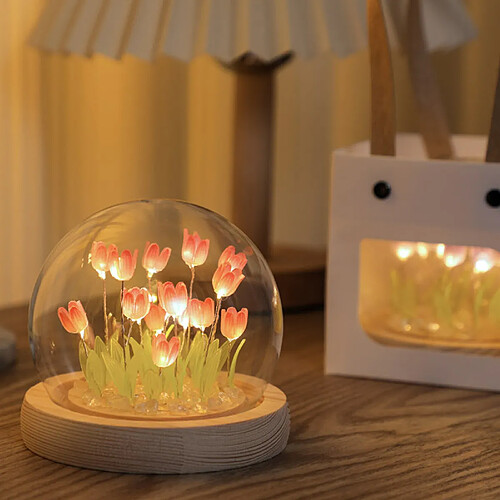 KILISKY Veilleuse - Lampe de Nuit Chevet Table - tulipe - batterie - Enfant