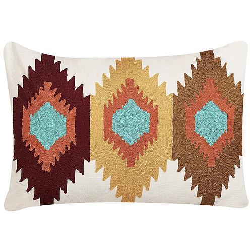 Beliani Coussin DANAPUR Bouclé 40 x 60 cm Géométrique Broderie Multicolore