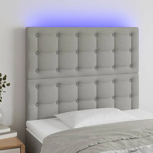 Maison Chic Tête de lit scandinave à LED,meuble de chambre Gris clair 80x5x118/128 cm Tissu -MN51602