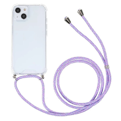 Coque en TPU + acrylique anti-chute, avec longe réglable violet/arc-en-ciel pour votre Apple iPhone 13 mini 5.4 pouces