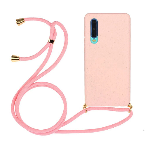 Coque en TPU la paille de blé avec dragonne rose pour votre Huawei P30