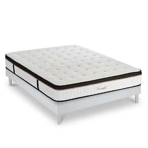 MAISON AUBERTIN Matelas Mémoire + Sommier Blanc 140x190