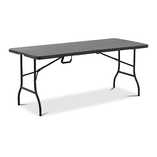 Helloshop26 Table pliante de jardin d'extérieur traiteur (183 x 75 x 74 cm, capacité de charge : 150 kg, acier, polyéthylène, coloris : noir) 14_0004484