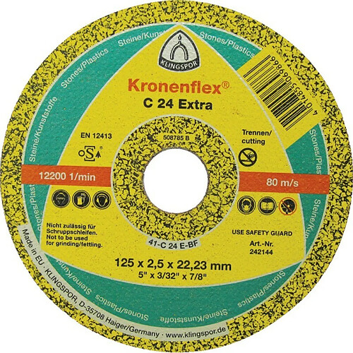 Disque pour meuleuse a tronconner C24 Extra 230x3,0mm Klingspor