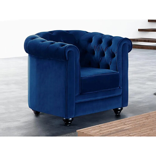 Vente-Unique Fauteuil CHESTERFIELD - Velours bleu roi