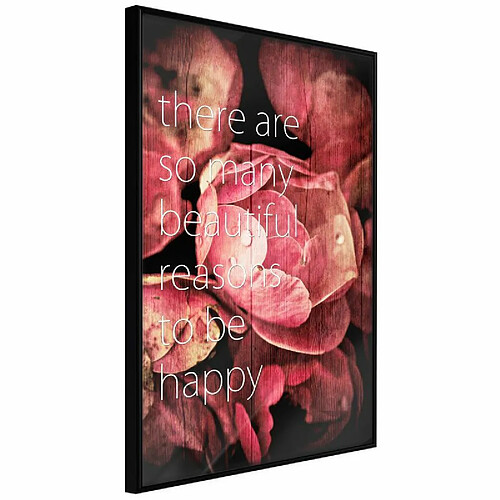 Paris Prix Affiche Murale Encadrée Many Reasons to Be Happy 30 x 45 cm Noir