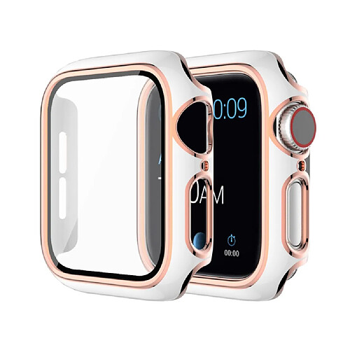 Coque en TPU Couvercle de galvanoplastie Blanc/Champagne pour votre Apple Watch Series 4/5/6/SE 44mm