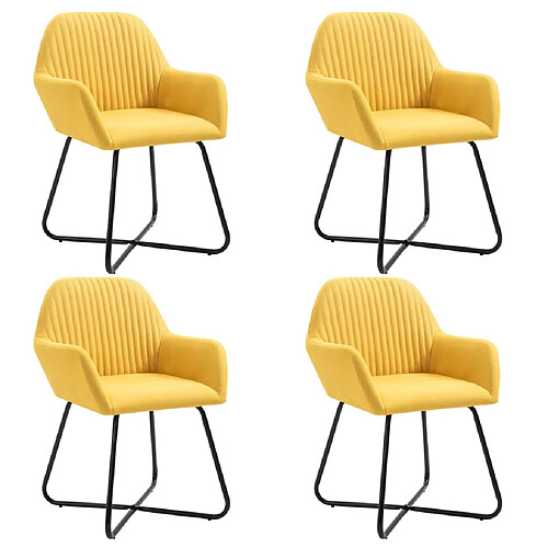 vidaXL Chaises à manger lot de 4 jaune tissu