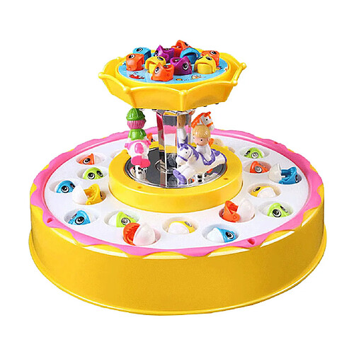 Jeu de pêche électrique Jeu de Jouets Double-Conseil Rotatif Double Couche Jouet Jaune