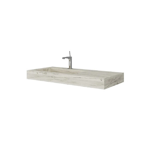 Kiamami Valentina HPL LAVABO DE SALLE DE BAIN AVEC VASQUE GAUCHE CHÊNE GLACÉ 100CM